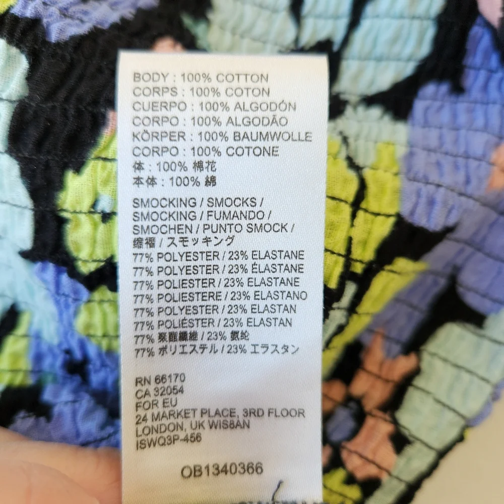 Free People Ariana Floral Colorful Printed Crop Top Blouse Long Sleeves Medium - Picture 11 of 15